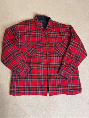 Vintage Coleman Flannel Red and Black Plaid Shirt Jacket